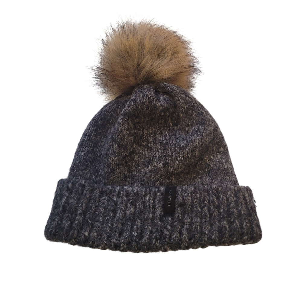 BULA Knit Beanie Pom Wool‎ Ski Hat Gray Charcoal Fleece Lined
